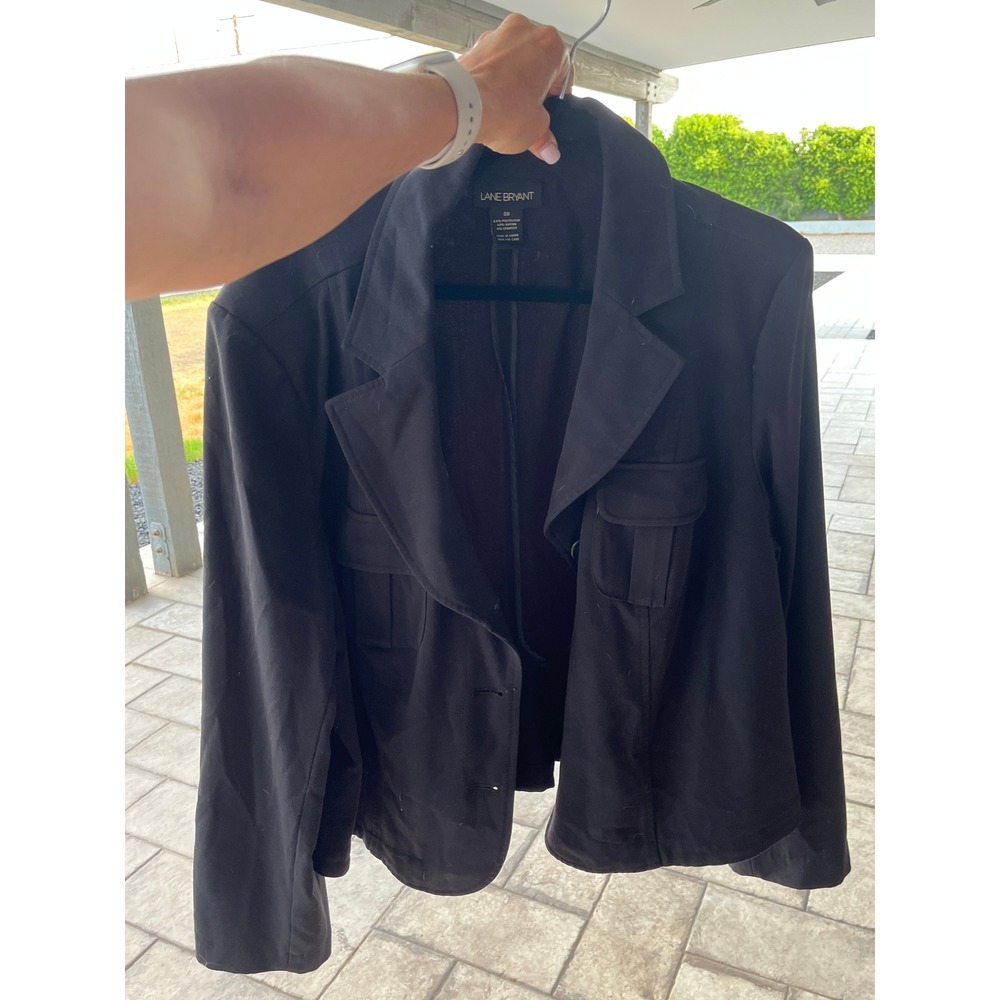 Lane Bryant Black Utility Workwear Blazer Jacket Size 20 Cargo Pockets